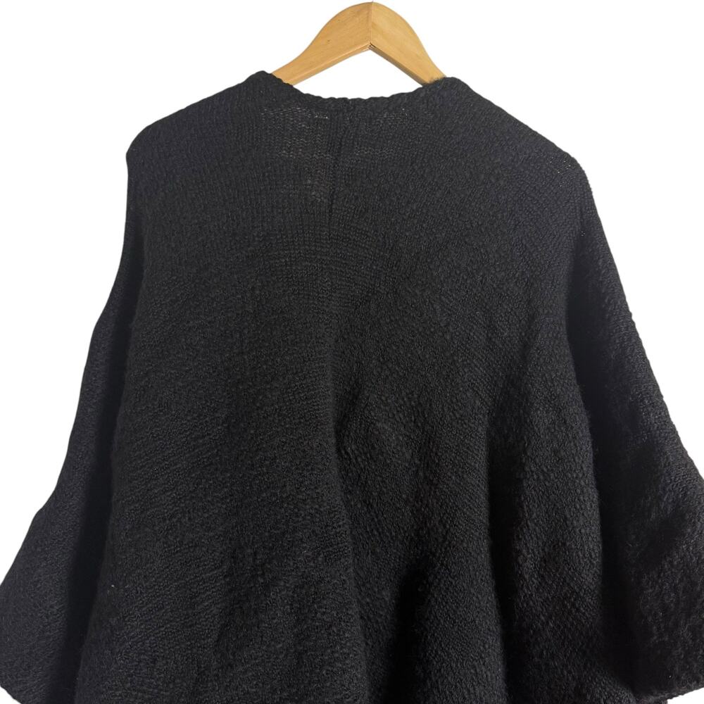 Elk Black Chale Wool Oversized Wrap Poncho Sweater - Picture 10 of 13